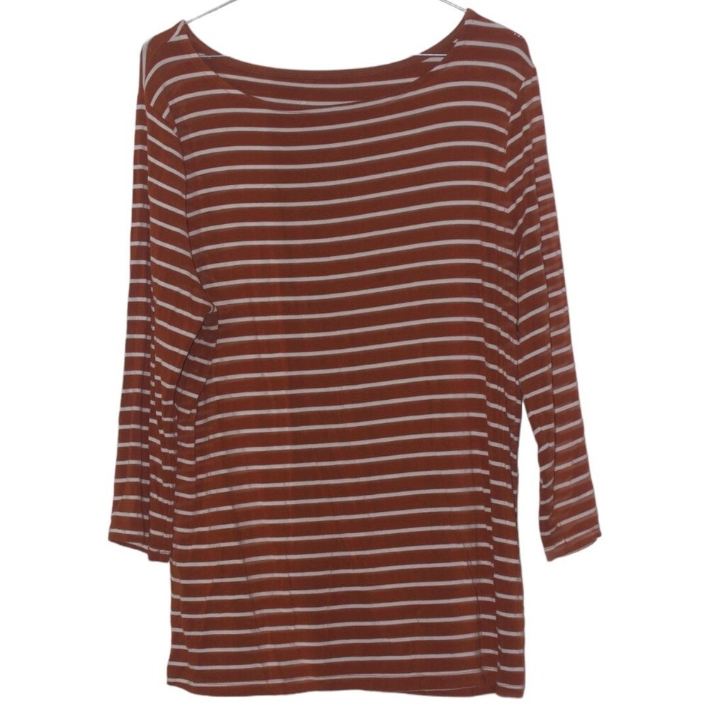 Long sleeve stripped shirt top size XL Fall Orange